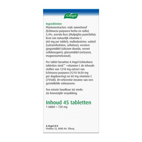 A.Vogel Echinaforce Sterk** + Vitamine C Weerstand1* Tabletten 45 stuks