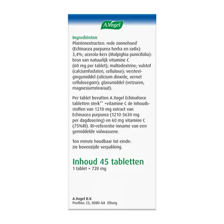 A.Vogel Echinaforce Sterk** + Vitamine C Weerstand1* Tabletten 45 stuks