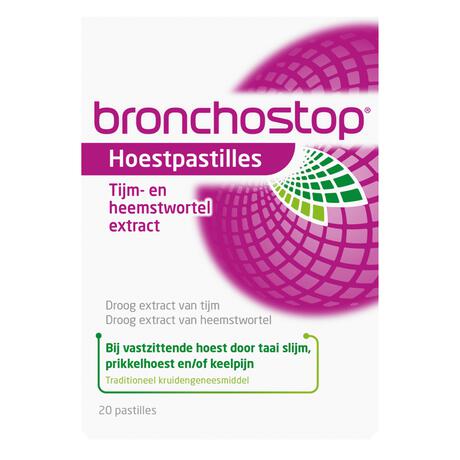 Bronchostop Hoestpastilles bij Vastzittende Hoest of Keelpijn 20 Stuks