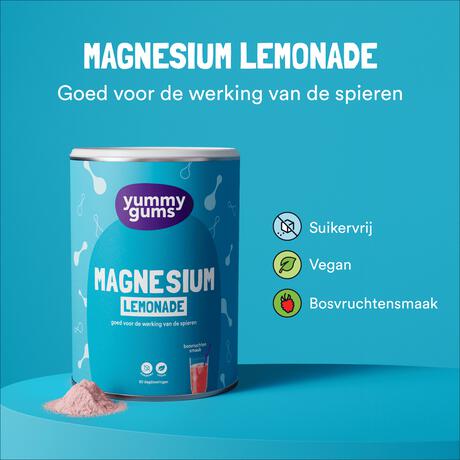 Yummygum Magnesium Lemonade Suikervrij 240 GR