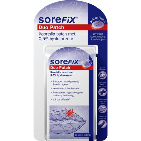 SoreFix Duo Patch voor Koortslip behandeling Ultradun, Transparant, Hypoallergeen 15 stuks