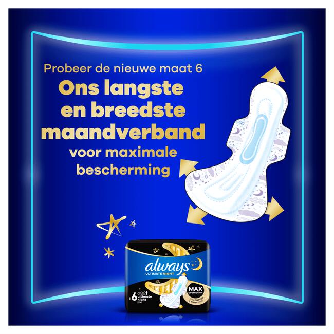 Always Ultra Maandverband Secure Night Extra Met Vleugels 16 stuks