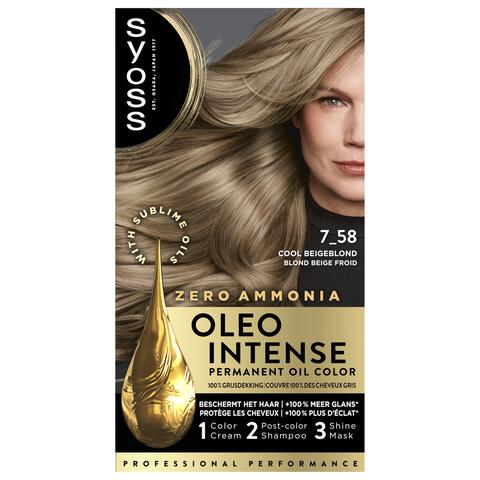 Syoss Oleo Intense Permanente Haarkleuring 7-58 Cool Beigeblond/Blond Beige Froid