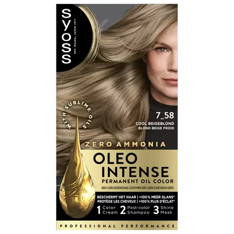 Syoss Oleo Intense Permanente Haarkleuring 7-58 Cool Beigeblond/Blond Beige Froid