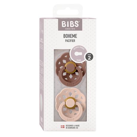BIBS Boheme Fopspeen Rond Latex Maat 2 Woodchuck/Blush 2 stuks
