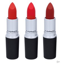 MAC Powder Kiss Lipstick Trio set Style Shocked / Lasting Passion/ Devoted To Chili