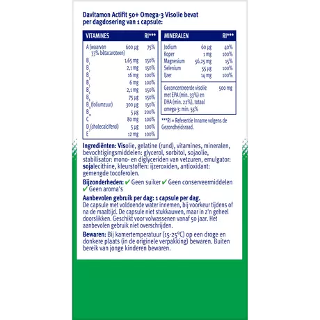 Davitamon Actifit 50+ Omega-3 Visolie Capsules 90 stuks