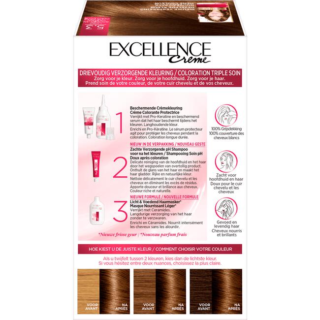 L'Oréal Paris Excellence Crème Verzorgende Crèmekleuring 5.3 Licht Goudbruin