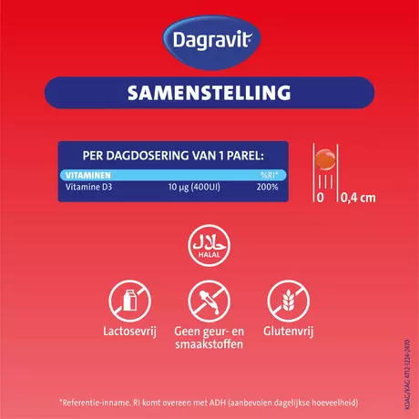 Dagravit Vitamine D3 10 μg Parels 100 stuks