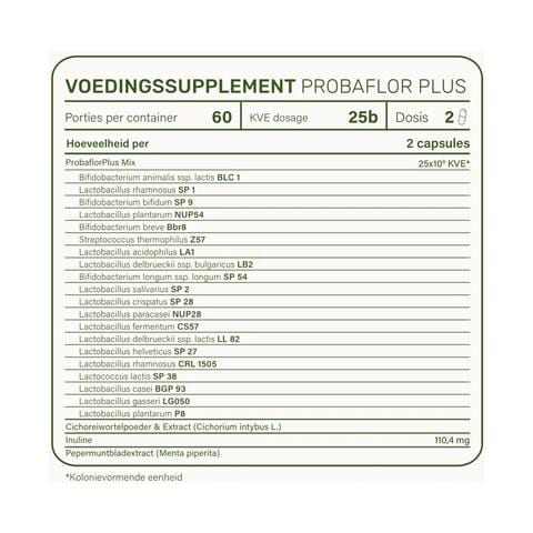 Nupure probaflor plus - Probiotica complex met pepermunt en chicorei, 60 capsules