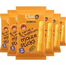 Ella's Kitchen Maize Sticks Wortel Maïs Snack Bio 7+ Maanden Multipack 6 stuks