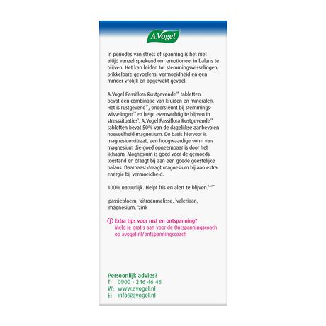 A.Vogel Passiflora Rustgevende1* Tabletten Stemmingswisselingen2* 30 stuks