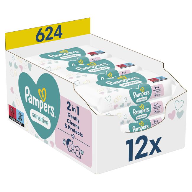 Pampers Sensitive Baby Wipes 12x52 Stuks
