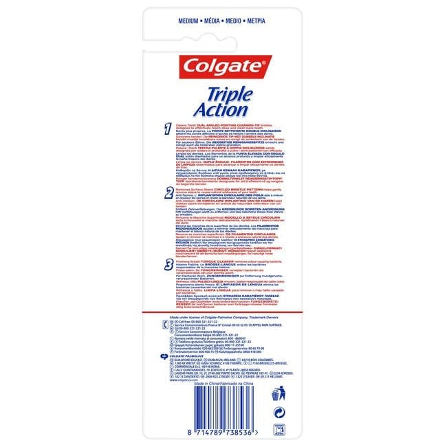 Colgate Triple Action Medium Tandenborstels - 4 stuks