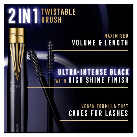 Max Factor Masterpiece 2In1 Lash Wow Mascara 03 Midnight Black
