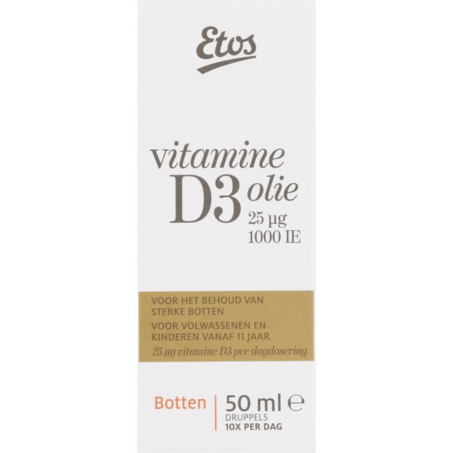 kleermaker Interactie Signaal Etos Vitamine D3 Hooggedoseerd Olie 50 GR | Etos