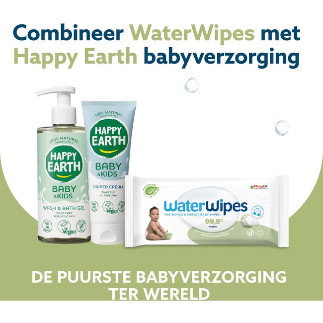 WaterWipes Snoetendoekjes Plasticvrij Gevoelige Huid Voordeeldoos 9x60