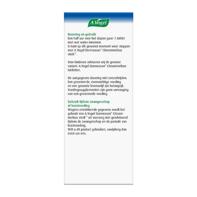 A.Vogel Dormeasan Nachtrust1,2* Sterk** Citroenmelisse Tabletten 30 stuks