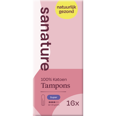Sanature 100% Katoenen Tampons Super 16 stuks