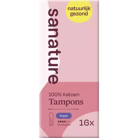 Sanature 100% Katoenen Tampons Super 16 stuks