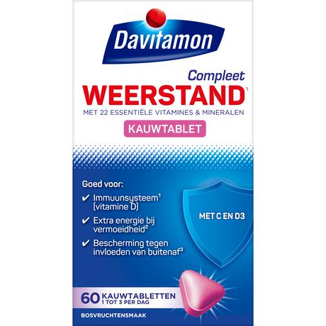 Davitamon Compleet Weerstand Vitamine C&D Bosvruchten 60 kauwtabl