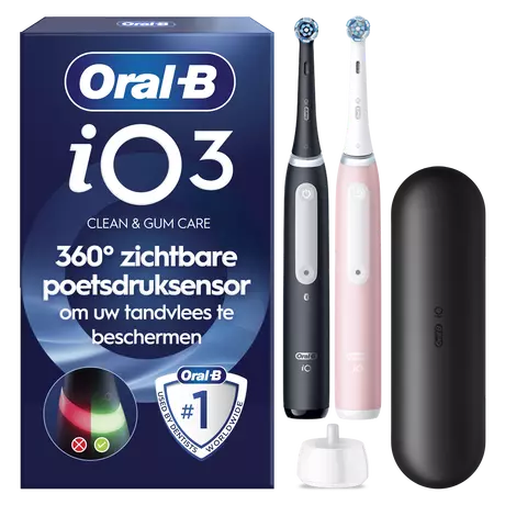Oral-B iO 3 Zwart & Roze Duo Elektrische Tandenborstels