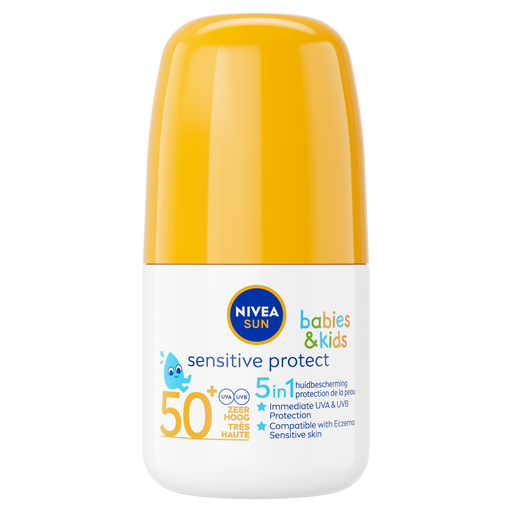 NIVEA SUN Babies & Kids Protect & Sensitive Roll-on Ongeparfumeerde & Waterbestendige Zonnebrand SPF 50+ 50 ML