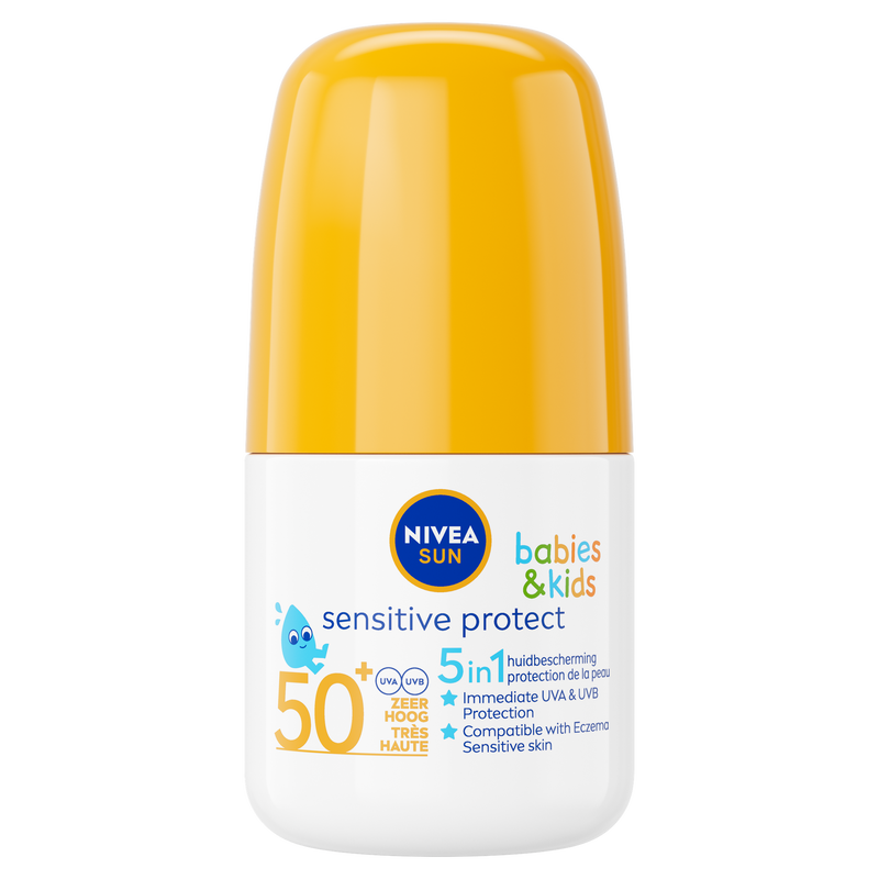 NIVEA SUN Babies & Kids Protect & Sensitive Roll-on Ongeparfumeerde & Waterbestendige Zonnebrand SPF 50+ 50 ML