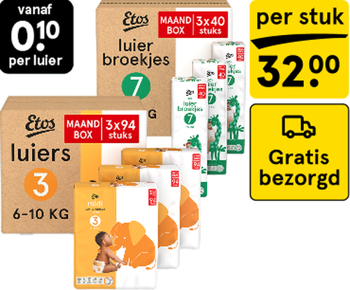 Etos luiers en luierbroekjes maandboxen