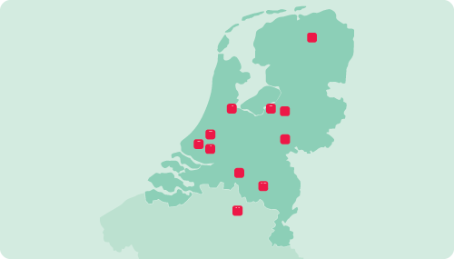 Landkaartje met sauna&#39;s van BeWellness