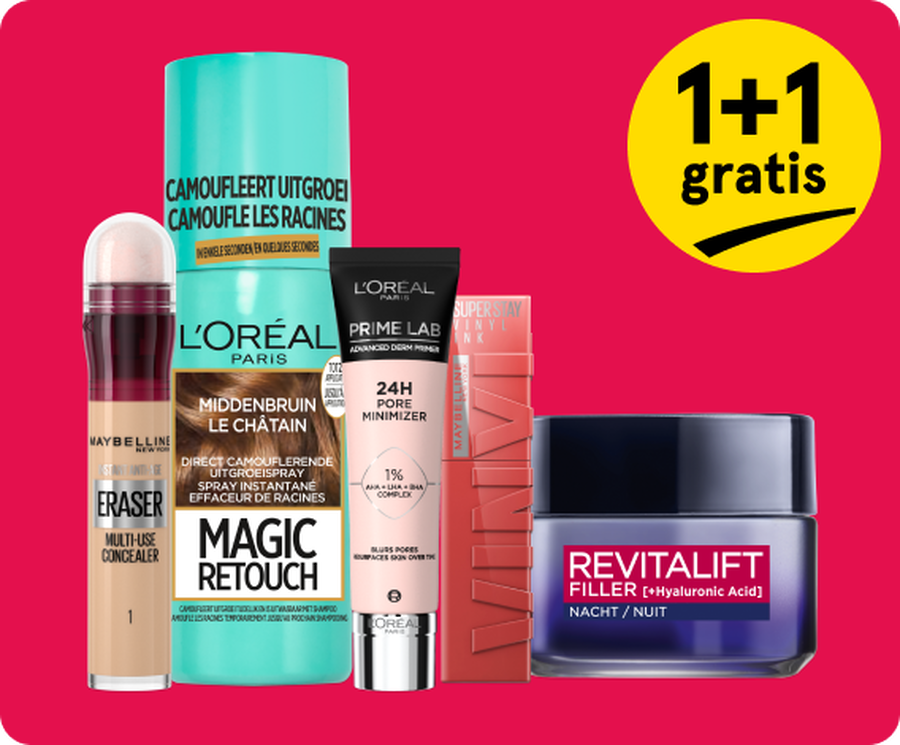 L'Oréal Paris en Maybelline 1+1 gratis
