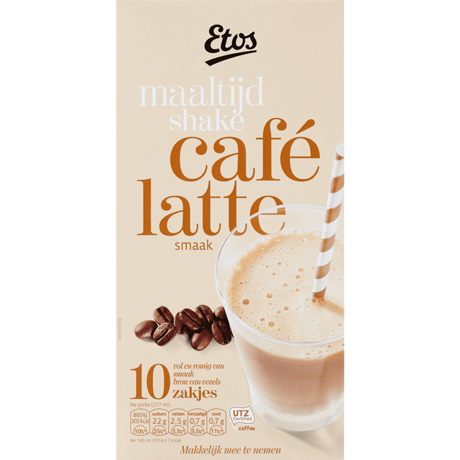 Etos Maaltijdshake Café Latte 10 Sachets
