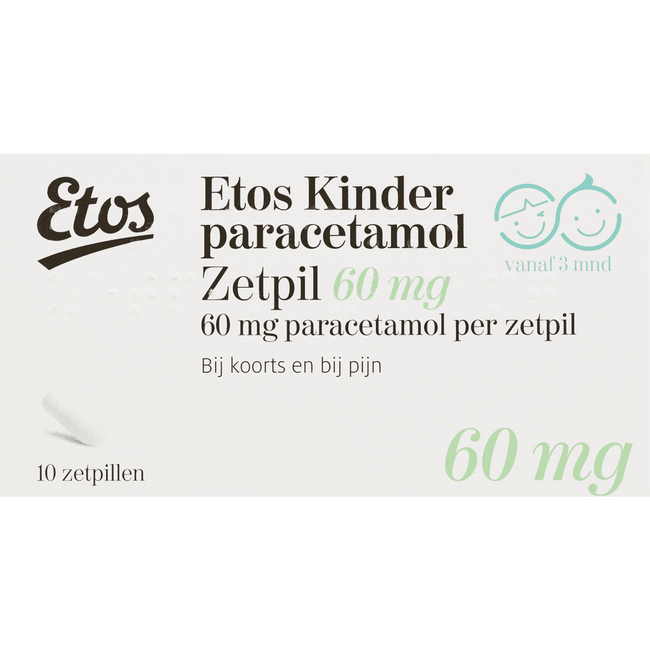 Etos Kinderparacetamol Zetpil 60 mg
