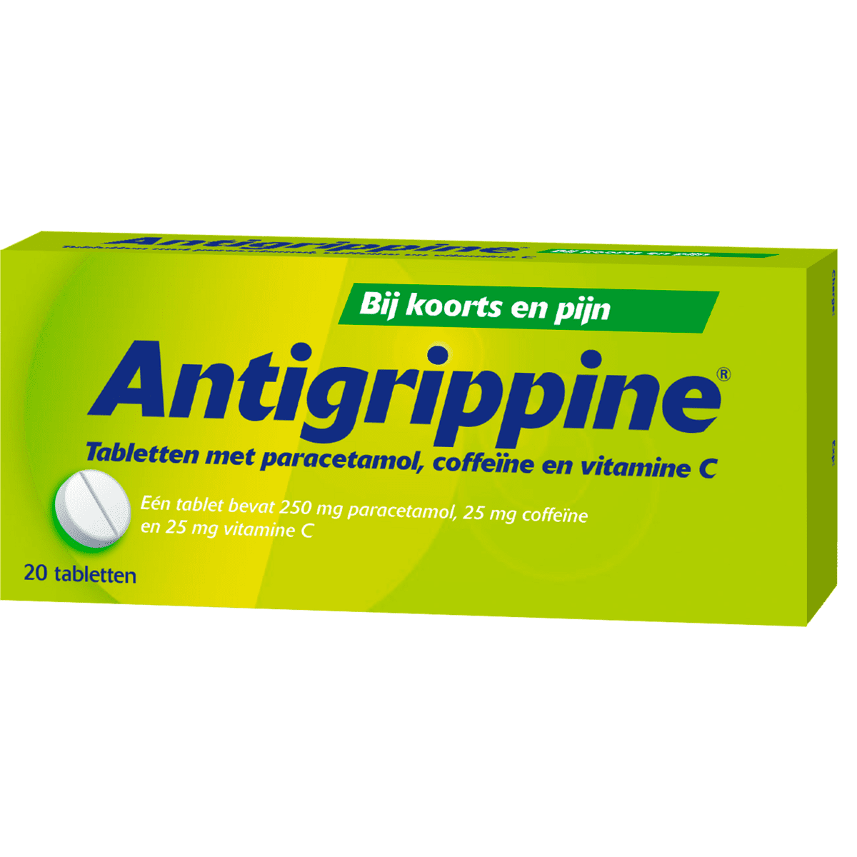 Antigrippine Paracetamol, Coffe�ne en Vitamine C Tabletten 20 Stuks