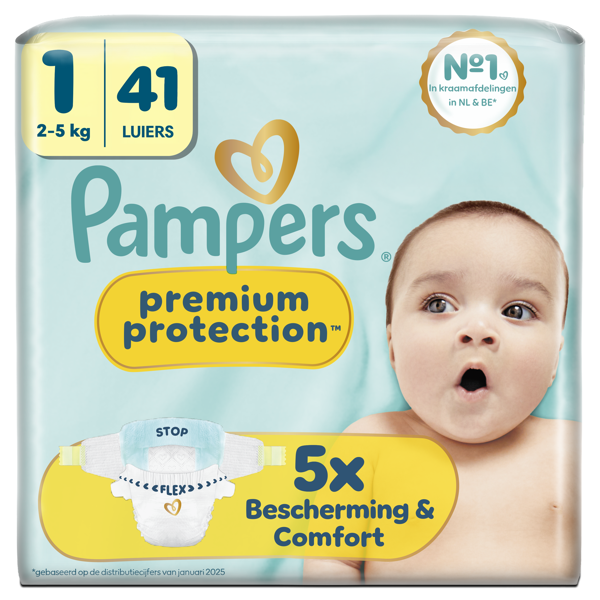 Pampers Premium Protection Luiers Maat 1 2-5 kg 41 stuks