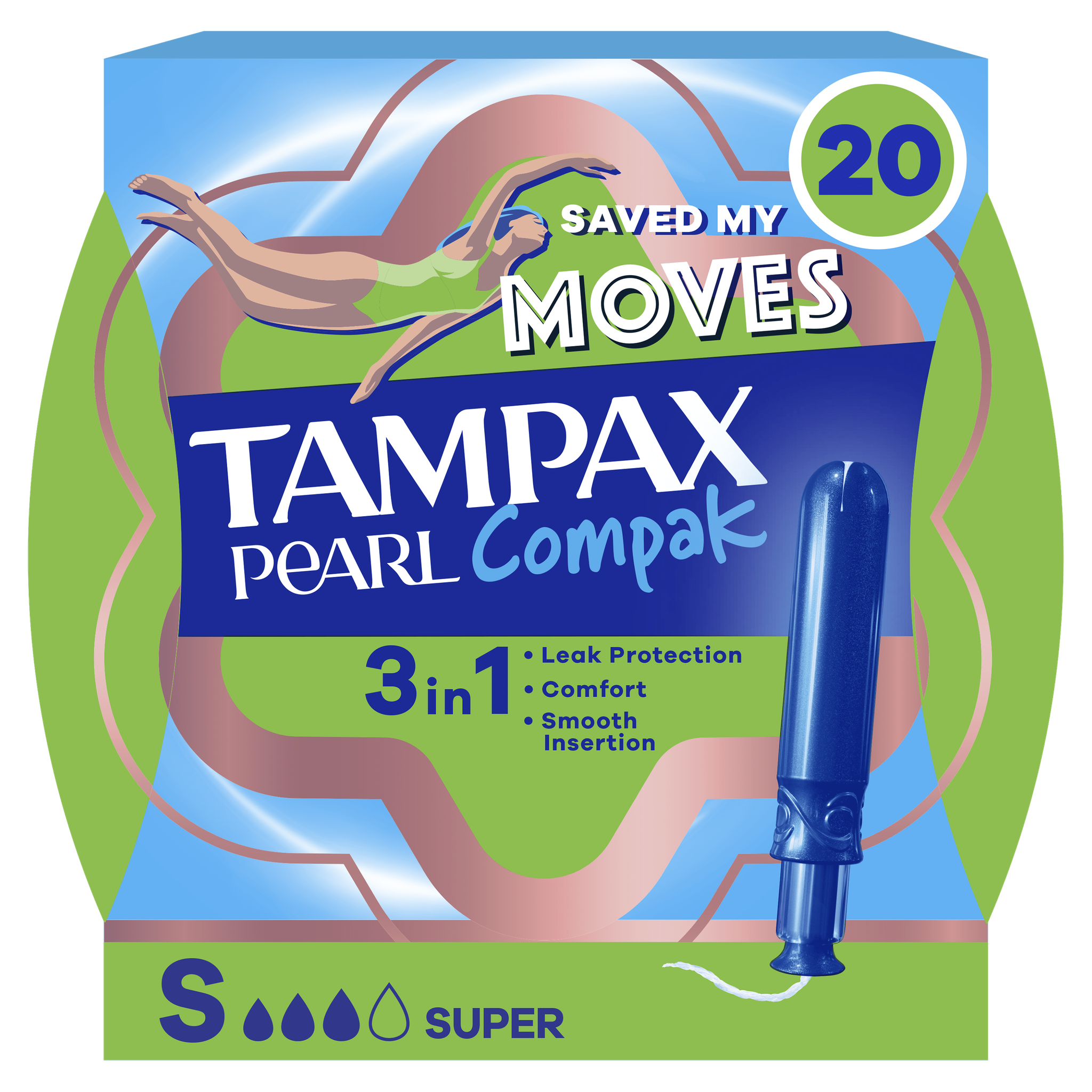 Tampax Pearl Compak Super Tampons Met Inbrenghuls 20 Stuks