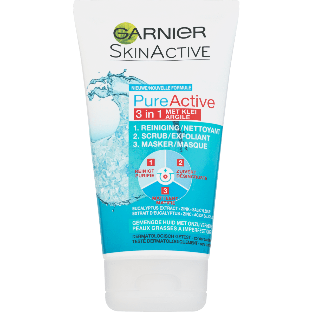 Garnier Skin Naturals Pure Active 3In1 Complete Reiniging 150 ML Etos