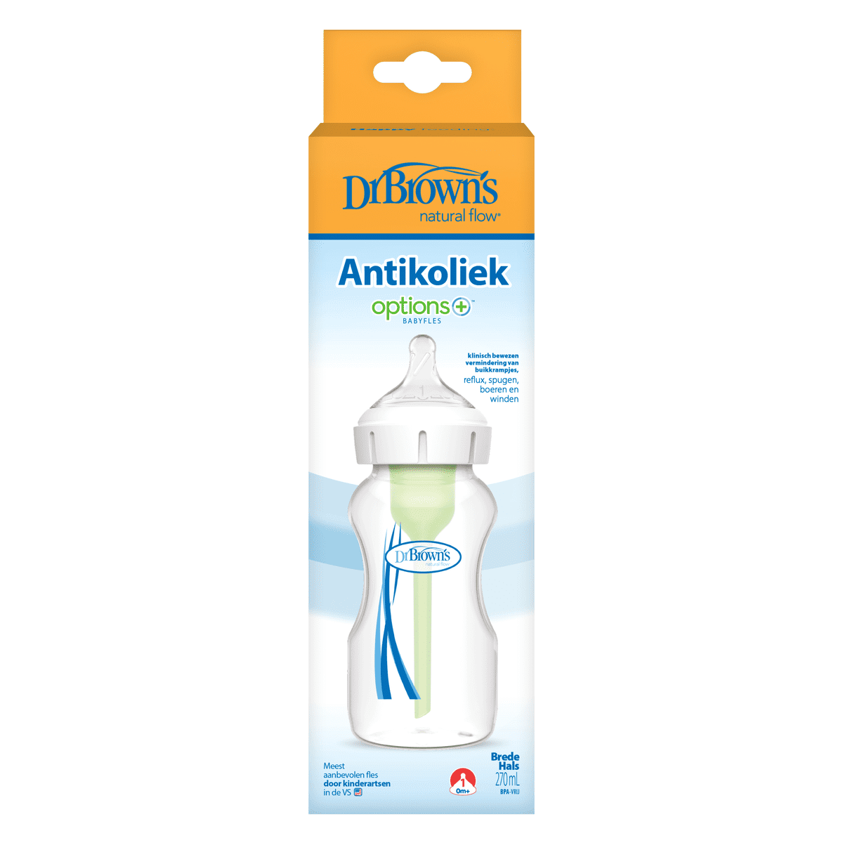 Dr. Brown’s Options+ Anti-Colic Brede Halsfles 270 ML