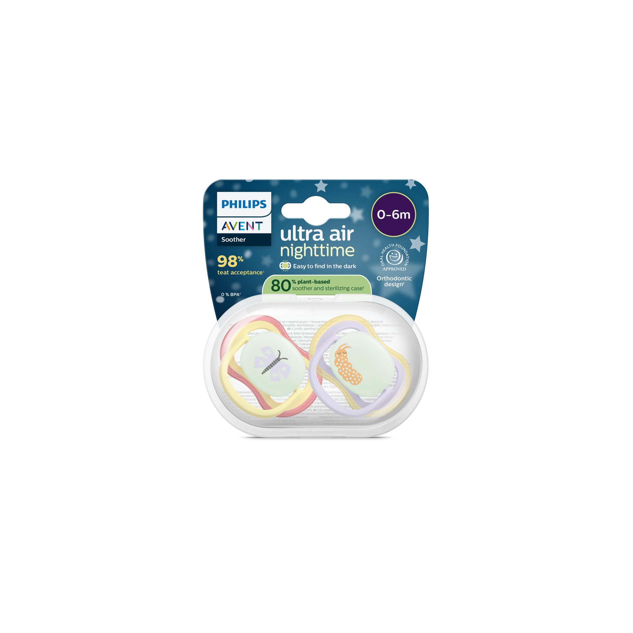 Philips Avent Fopspeen Ultra Air Night 0-6M SCF376/25 2 stuks