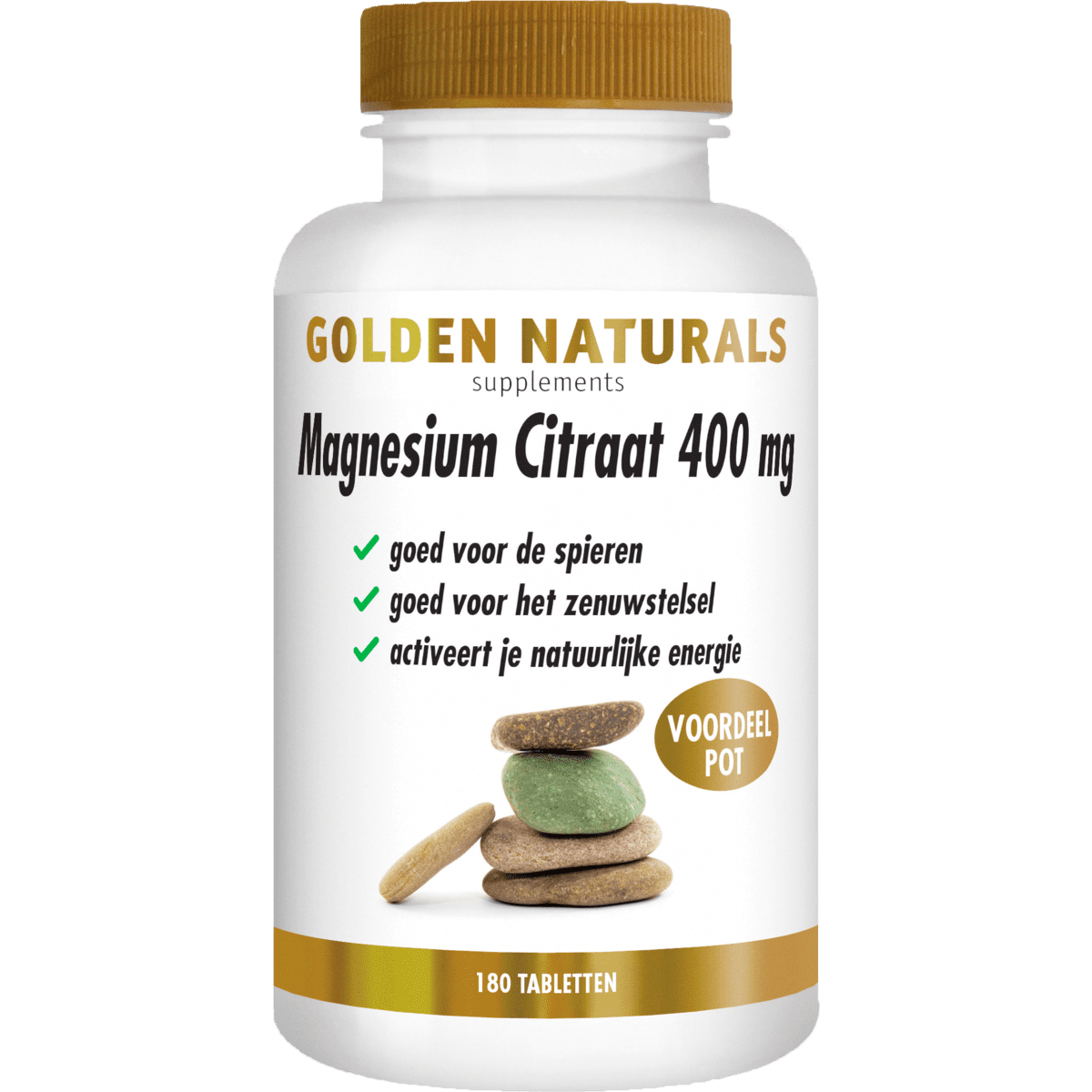 Golden Naturals Magnesium Citraat 400 MG Voordeelpot Tabletten 180 stuks