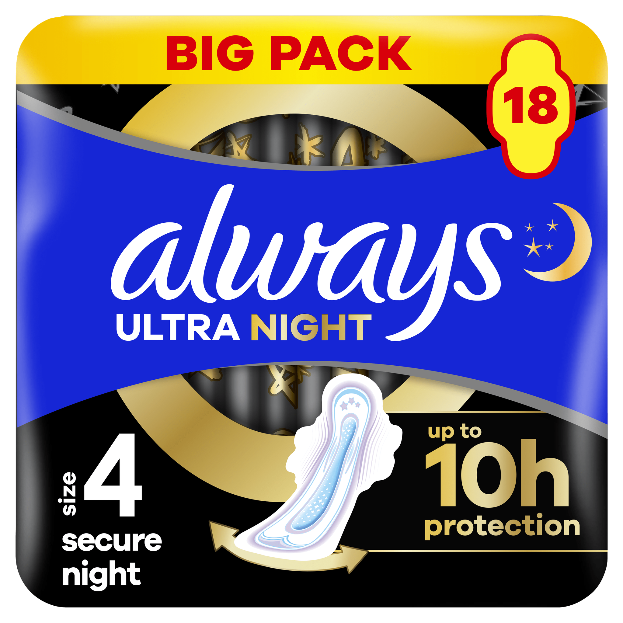Always Maandverband Ultra Secure Night Wings Big Pack 18 stuks
