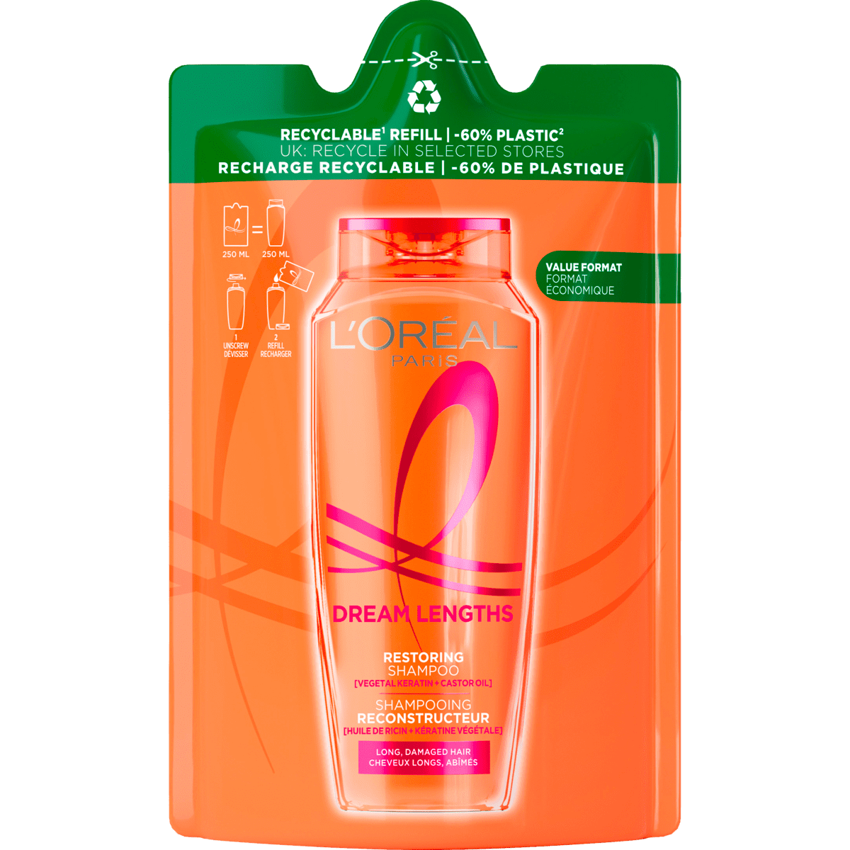 L'Oréal Paris Elvive Refill Dream Lengths Shampoo Navulling 250 ML