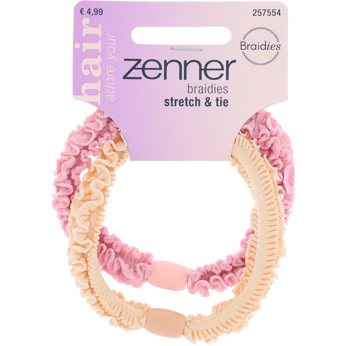 Zenner Haarelastiek Braidie Rouche/Peach 2x