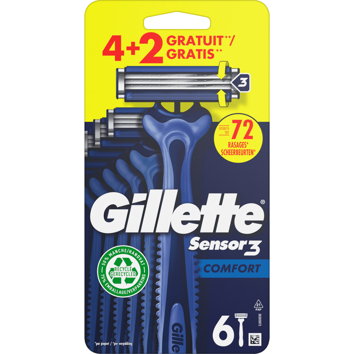 Gillette Sensor3 Comfort Wegwerpmesjes 6 stuks