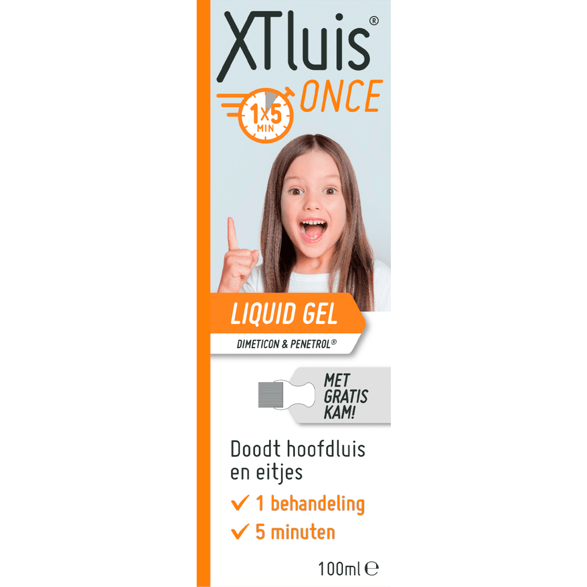 XTluis Once Liquid Gel Dood Hoofdluis en Eitjes Inclusief Luizenkam 100 ML