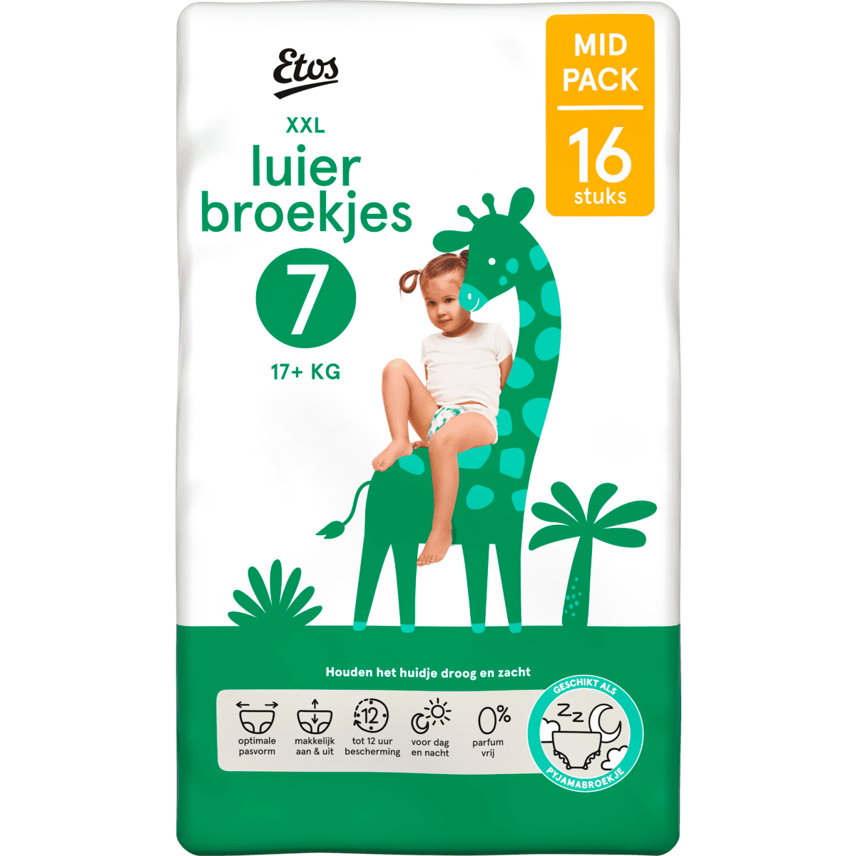 Etos Luierbroekjes XXL Maat 7 17+ kg Mid Pack 16 stuks