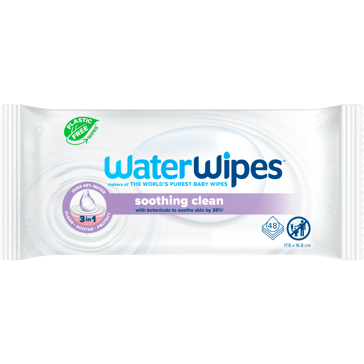WaterWipes Soothing Clean Billendoekjes 48 stuks