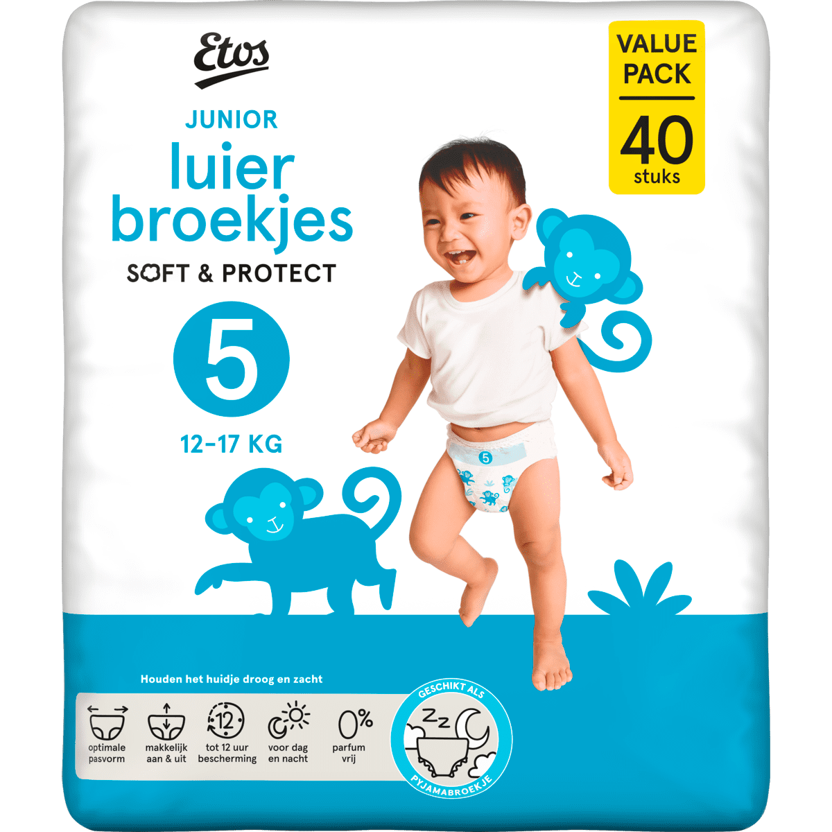 Etos Luierbroekjes Junior Maat 5 12-17 kg Value Pack 40 stuks