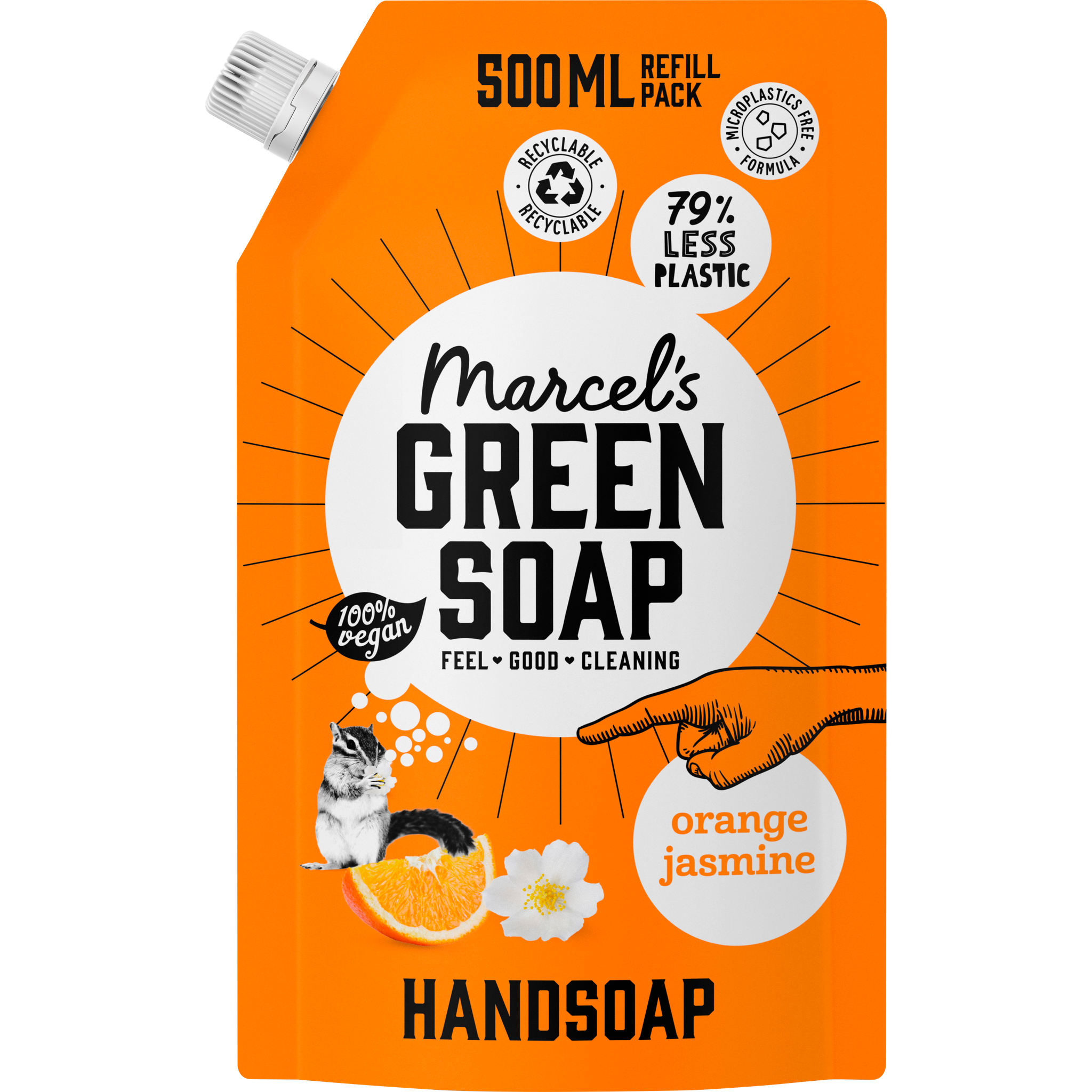 Marcel's Green Soap Sinaasappel & Jasmijn Handzeep Navulzak 500 ML