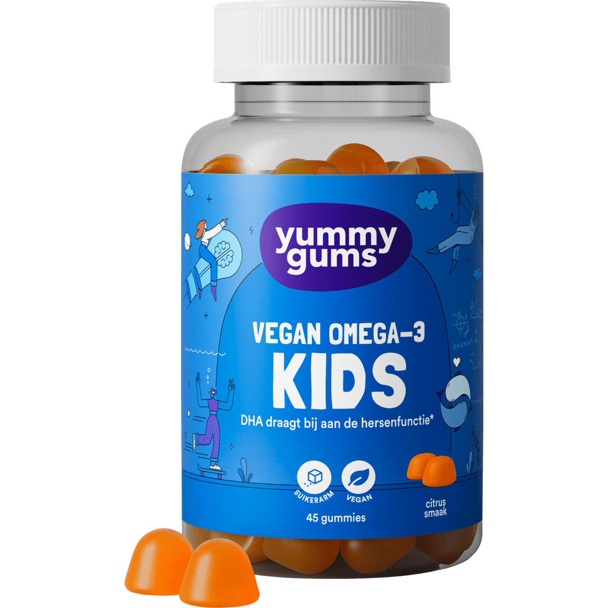 Yummygums Kids Vegan Omega 3 Suikerarm 45 stuks